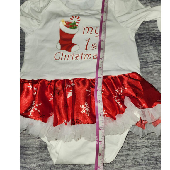 My 1st Christmas Holiday Party Red Snowflake 4 Piece Outfit Size 12-18 months - Picture 6 of 9
